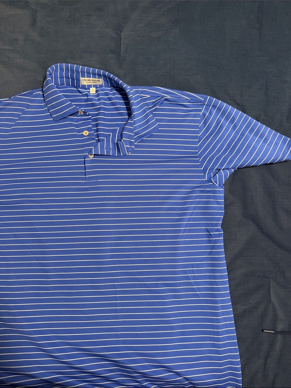 Peter Millar Blue & White Striped Polo
